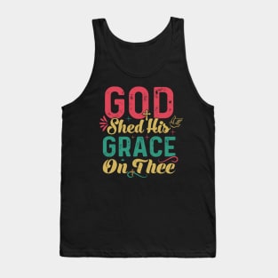 4th Of July Groovy Patriotic God Shed His Grace On Thee Tank Top